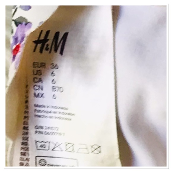 H&M Bikini Swimsuit Top Floral Scalloped Edge White Purple Multicolour Size 6 - Picture 6 of 7